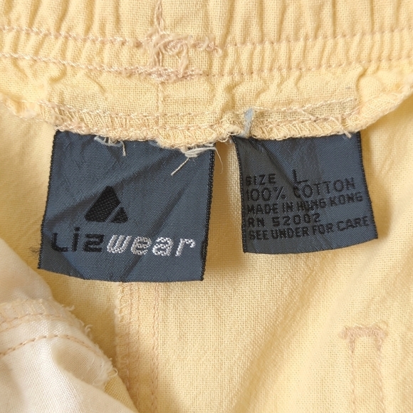 Liz Wear 90's Vintage High Waisted Relaxed Tapered Leg Soft Pants Pastel Yellow - Picture 9 of 12